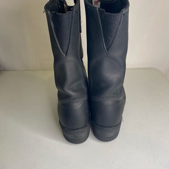 Mens Vintage Redwing Pecos 1116 Black Leather Cowboy Work Boots Pull On Size 7.5 - Picture 4 of 13